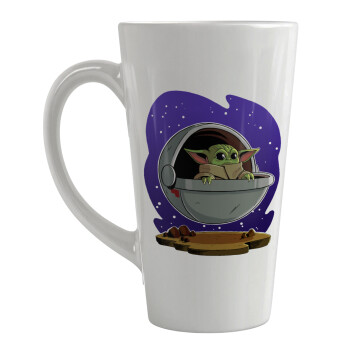 Baby Yoda mandalorian, Κούπα κωνική Latte Μεγάλη, κεραμική, 450ml