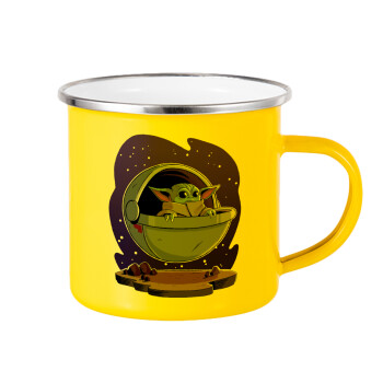 Baby Yoda mandalorian, Κούπα Μεταλλική εμαγιέ Κίτρινη 360ml