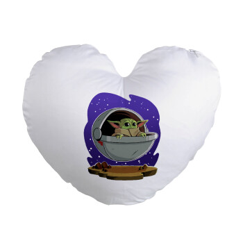 Baby Yoda mandalorian, Μαξιλάρι καναπέ καρδιά 40x40cm περιέχεται το  γέμισμα