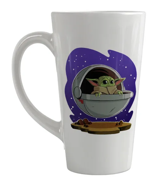 Baby Yoda mandalorian — Large tapered latte mug, ceramic, 450ml