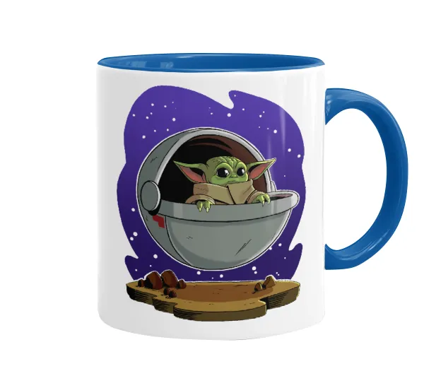 Baby Yoda mandalorian — Κούπα χρωματιστή μπλε, κεραμική, 330ml