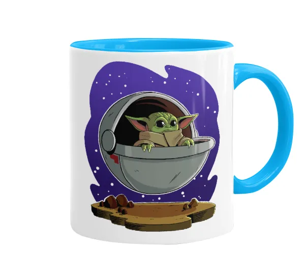 Baby Yoda mandalorian — Mug colored light blue, ceramic, 330ml