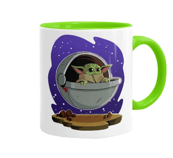 Baby Yoda mandalorian — Mug colored light green, ceramic, 330ml