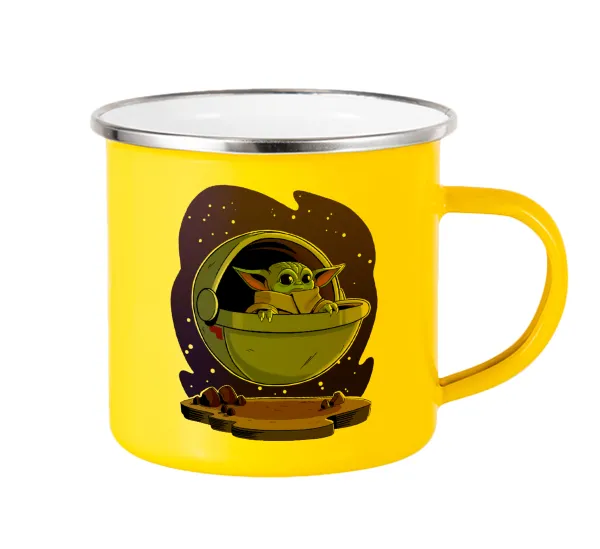 Baby Yoda mandalorian — Κούπα Μεταλλική εμαγιέ Κίτρινη 360ml