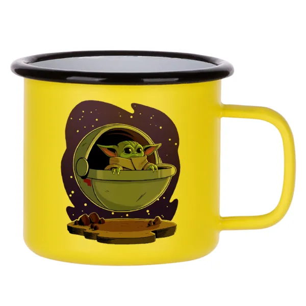 Baby Yoda mandalorian — Κούπα Μεταλλική εμαγιέ ΜΑΤ Κίτρινη 360ml