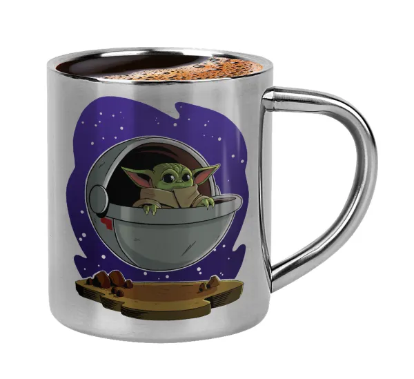 Baby Yoda mandalorian — Double-wall metal cup for espresso (220ml)