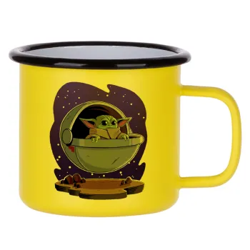Baby Yoda mandalorian, Metallic enamel MATT Yellow cup 360ml