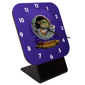 Baby Yoda mandalorian, Επιτραπέζιο ρολόι ξύλινο με δείκτες (10cm)