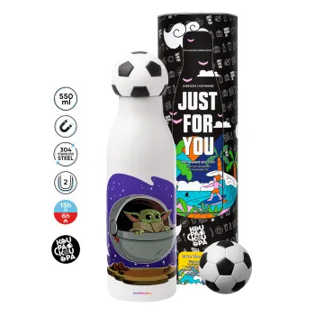 Baby Yoda mandalorian, Soccer Metal mug thermos, double wall, 550ml