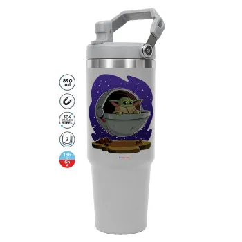 Baby Yoda mandalorian, GREY color, 890ml (30oz) stainless Steel Tumbler with Handle