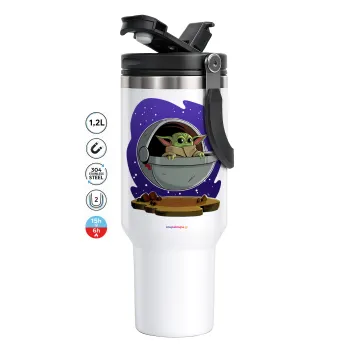 Baby Yoda mandalorian, Mega Stainless steel Tumbler with lid, double wall 1,2L