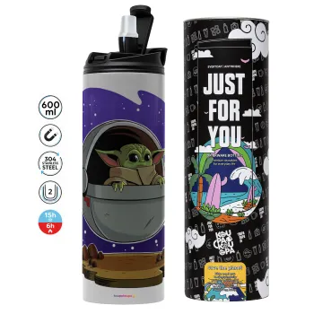 Baby Yoda mandalorian, Tumbler stainless steel GREY 600ml