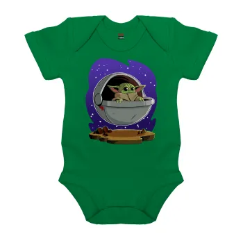Baby Yoda mandalorian, Βρεφικό φορμάκι μωρού, ΠΡΑΣΙΝΟ, 100% Organic Cotton, κοντομάνικο