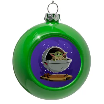 Baby Yoda mandalorian, Στολίδι Χριστουγεννιάτικη μπάλα δένδρου Πράσινο 8cm