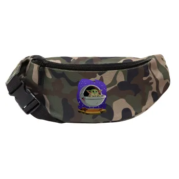 Baby Yoda mandalorian, Unisex waist bag (banana) in Jungle camouflage color with 2 pockets