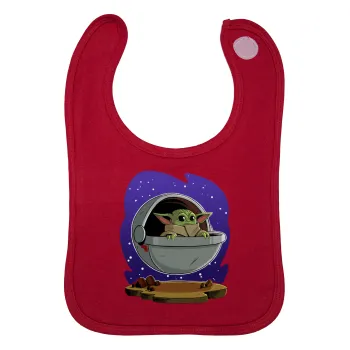 Baby Yoda mandalorian, Σαλιάρα με Σκρατς Κόκκινη 100% Organic Cotton (0-18 months)