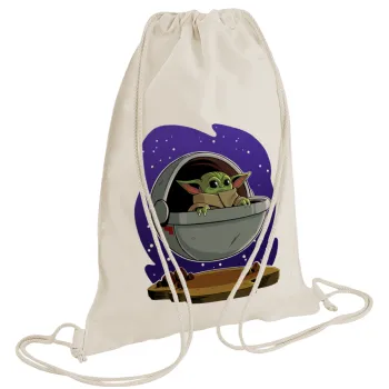 Baby Yoda mandalorian, Backpack bag GYMBAG natural (28x40cm)