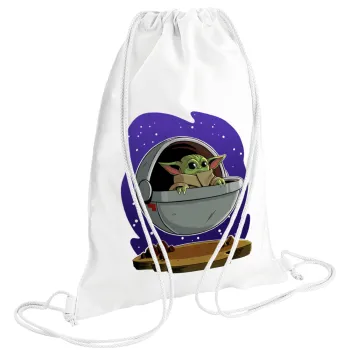 Baby Yoda mandalorian, Backpack pouch GYMBAG white (28x40cm)