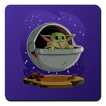 Baby Yoda mandalorian, Τετράγωνο μαγνητάκι ξύλινο 9x9cm