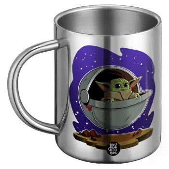 Baby Yoda mandalorian, Ανοξείδωτη Μεταλλική Κούπα 450ml - Διπλού Τοιχώματος