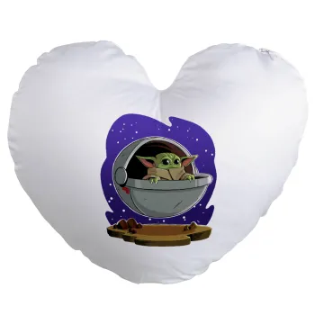 Baby Yoda mandalorian, Μαξιλάρι καναπέ καρδιά 40x40cm περιέχεται το  γέμισμα