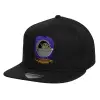 Children's Flat Snapback Hat, Black (100% COTTON, CHILD, UNISEX, ONE SIZE)