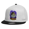 Child's Flat Snapback Hat, White (100% COTTON, CHILDREN'S, UNISEX, ONE SIZE)