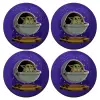 SET of 4 round wooden coasters (9cm)