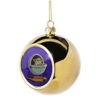 Baby Yoda mandalorian, Golden Christmas tree ball ornament 8cm