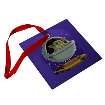 Baby Yoda mandalorian, Christmas ornament, glass square ornament 9x9cm