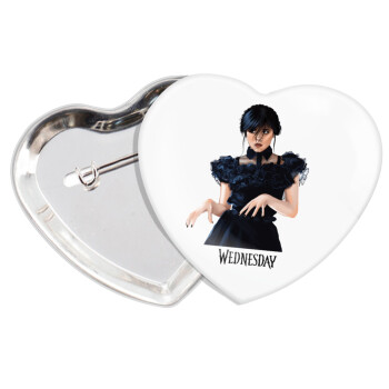 Wednesday Adams, dance with hands, Κονκάρδα παραμάνα καρδιά (57x52mm)