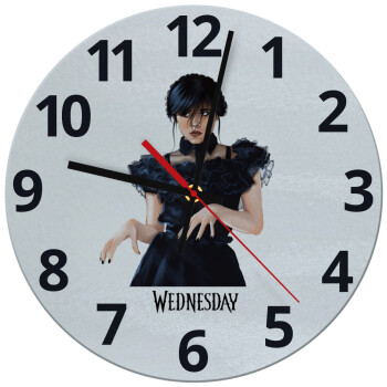 Wednesday Adams, dance with hands, Ρολόι τοίχου γυάλινο (30cm)