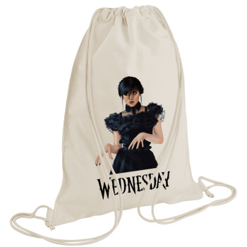 Wednesday Adams, dance with hands, Backpack bag GYMBAG natural (28x40cm)