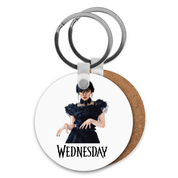 Wednesday Adams, dance with hands, Μπρελόκ Ξύλινο στρογγυλό MDF Φ5cm