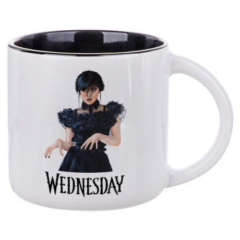 Wednesday Adams, dance with hands, Κούπα κεραμική 400ml Λευκή/Μαύρη