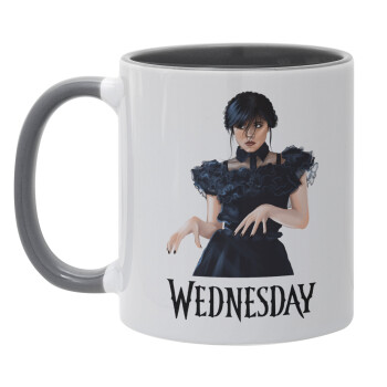 Wednesday Adams, dance with hands, Mug colored grey, ceramic, 330ml