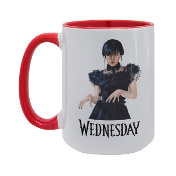 Wednesday Adams, dance with hands, Κούπα Mega 15oz, κεραμική Κόκκινη, 450ml