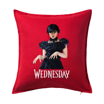 Wednesday Adams, dance with hands, Sofa cushion RED 50x50cm includes filling