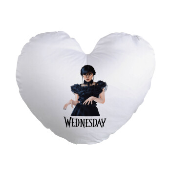 Wednesday Adams, dance with hands, Μαξιλάρι καναπέ καρδιά 40x40cm περιέχεται το  γέμισμα
