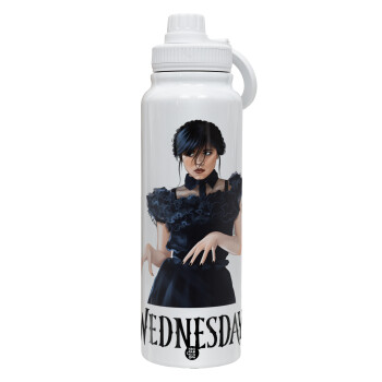 Wednesday Adams, dance with hands, 1L Stainless Steel Thermal Bottle with Phone Holder & Double Wall Insulation