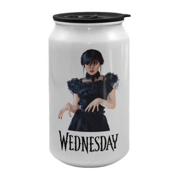 Wednesday Adams, dance with hands, Κούπα ταξιδιού μεταλλική με καπάκι (tin-can) 500ml