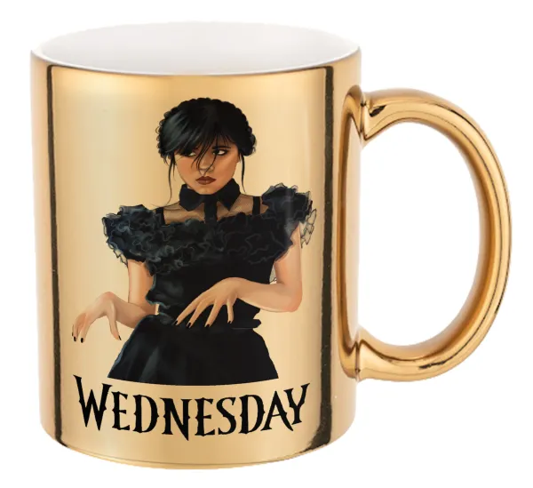Wednesday Adams — Mug ceramic, gold mirror, 330ml