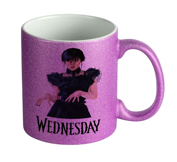 Wednesday Adams — Κούπα Μωβ Glitter που γυαλίζει, κεραμική, 330ml
