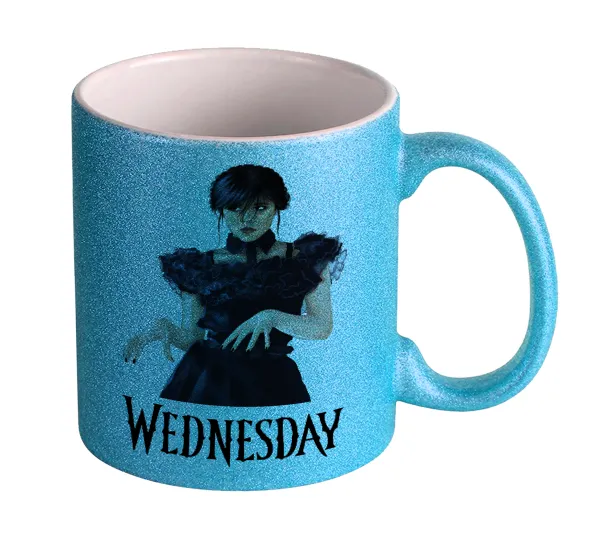 Wednesday Adams — Κούπα Σιέλ Glitter που γυαλίζει, κεραμική, 330ml