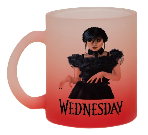 Wednesday Adams — Κούπα γυάλινη δίχρωμη με βάση το κόκκινο ματ, 330ml