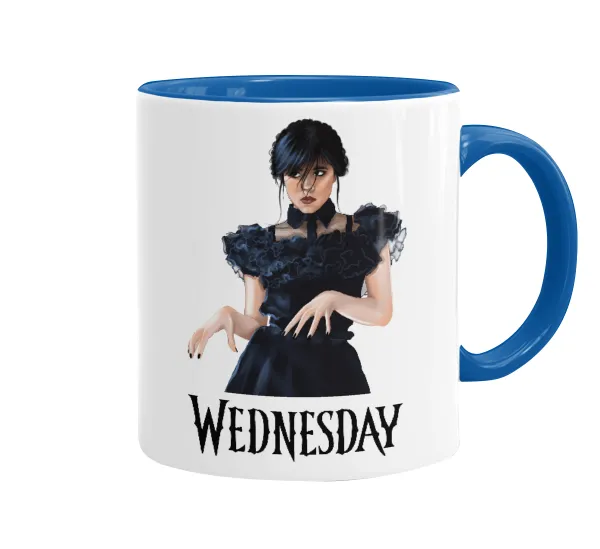 Wednesday Adams — Mug colored blue, ceramic, 330ml