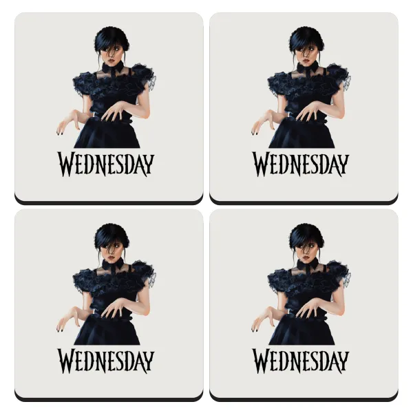 Wednesday Adams — Σουβέρ ξύλινα τετράγωνα (9cm)