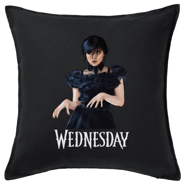 Wednesday Adams — Μαξιλάρι καναπέ Μαύρο 100% βαμβάκι, περιέχεται το γέμισμα (50x50cm)