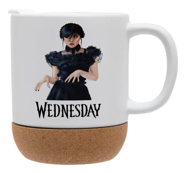 Wednesday Adams — Κούπα, κεραμική με βάση φελού και καπάκι (ΜΑΤ), 330ml