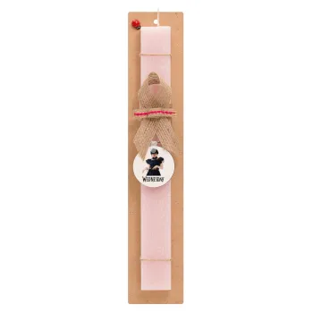 Wednesday Adams, dance with hands, Easter Set, wooden keychain & scented flat Easter candle (30cm) (PINK)